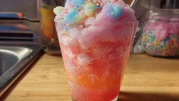 Cotton Candy Sparkle Soda in a Fun Glass