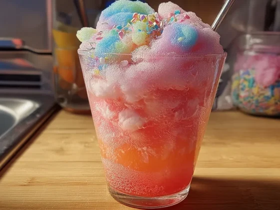 Cotton Candy Sparkle Soda in a Fun Glass