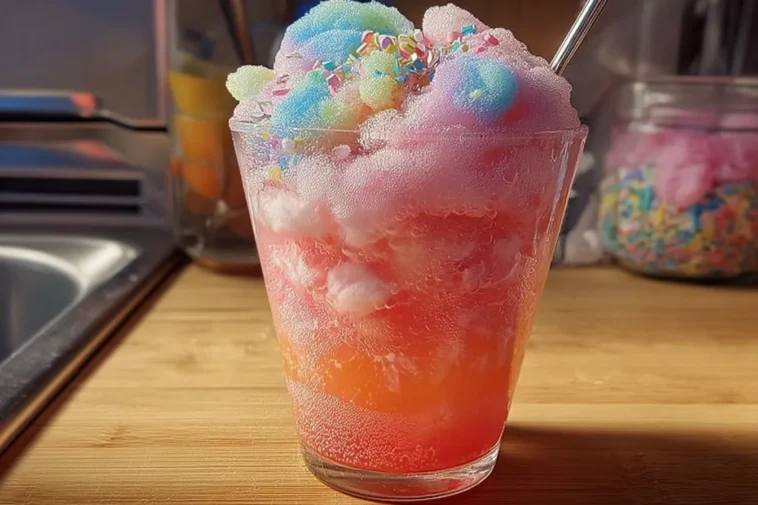 Cotton Candy Sparkle Soda in a Fun Glass