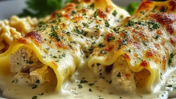 Creamy Chicken Alfredo Lasagna Rolls Ready to Serve