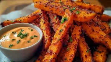 Crispy Oven Baked Sweet Potato Fries Plated for Serving