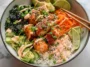 Crispy Sesame Salmon Bowl with Fresh Vegetables