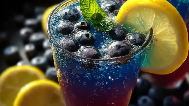 Delicious Blueberry Lemonade Fizz in a Glass