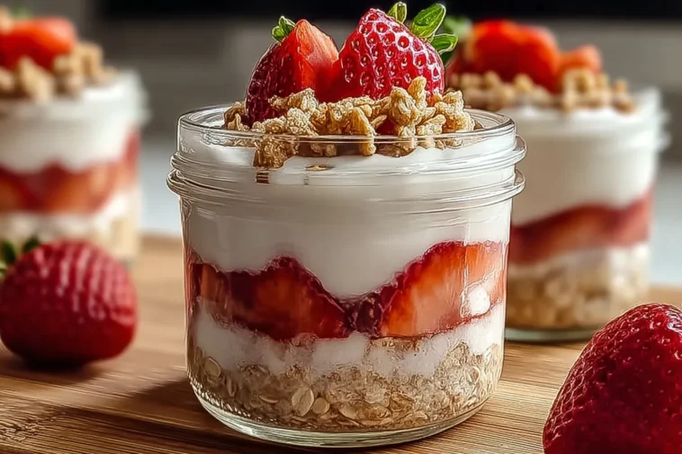 Delightful Strawberry Cheesecake Overnight Oats Ready to Enjoy