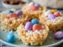 Easter Rice Krispie Nests Decorated with Candy Eggs