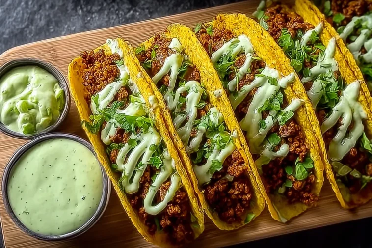 Easy Baked Ground Turkey Tacos with Avocado Sauce: A Delight! 3 Easy Baked Ground Turkey Tacos with Avocado Sauce Plated