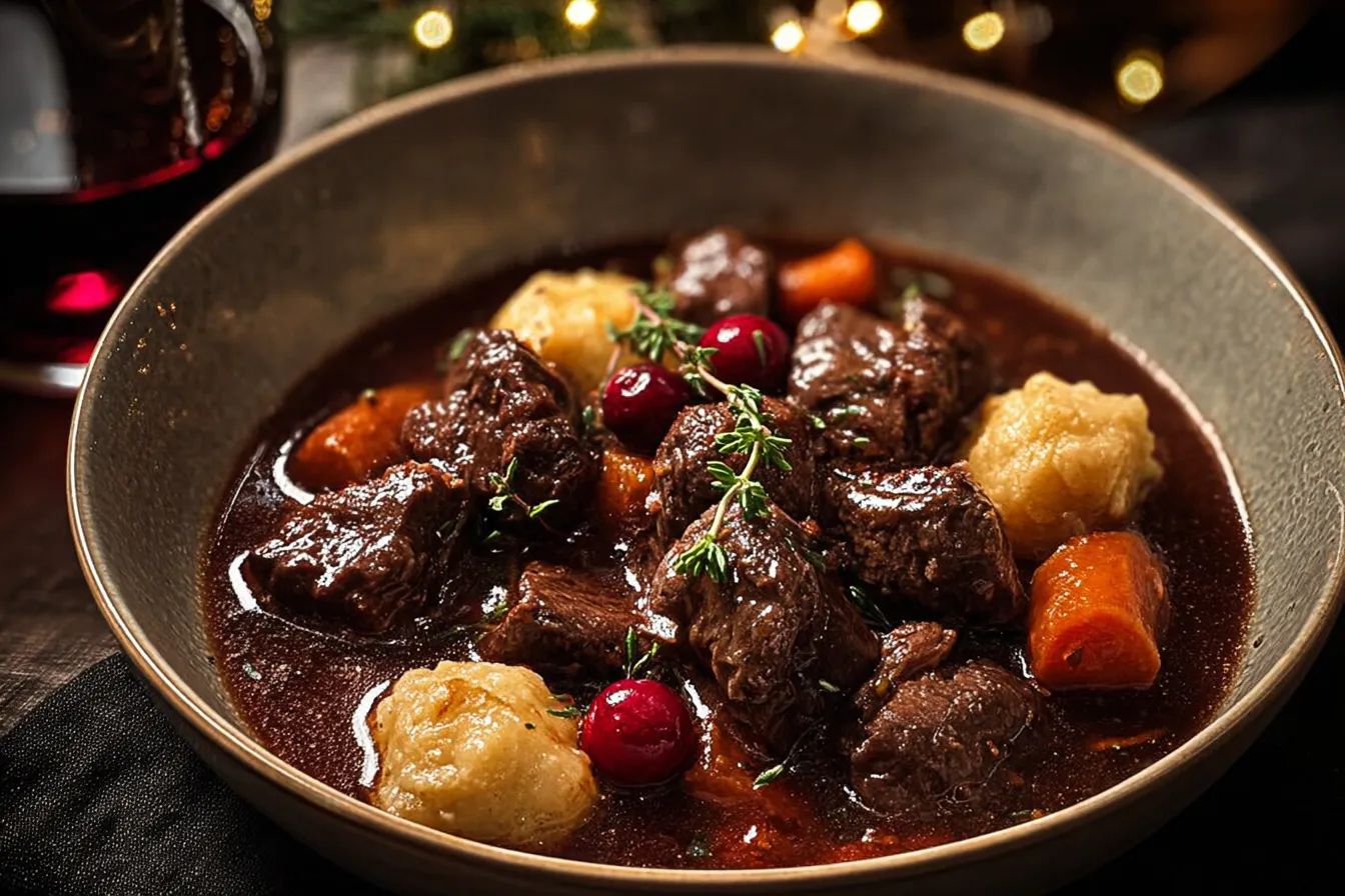 French-Style Beef Stew with Red Wine and Vegetables
