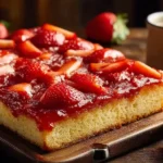 Fresh Strawberry Sheet Cake with Whipped Cream Topping