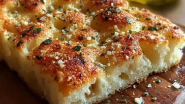 Garlic Parmesan Focaccia Bread Freshly Baked