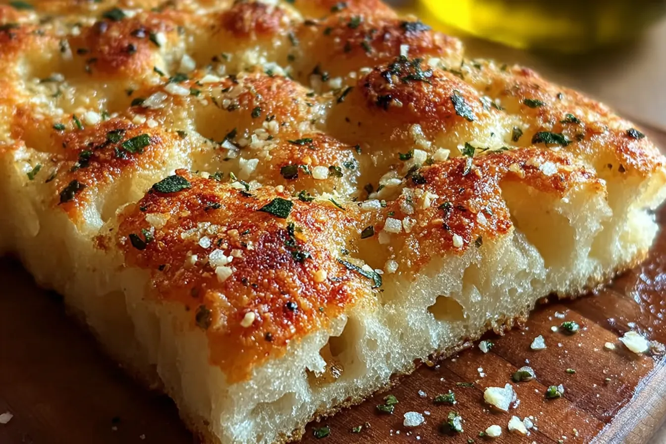 Garlic Parmesan Focaccia Bread – A Savory Homemade Delight 3 Garlic Parmesan Focaccia Bread Freshly Baked