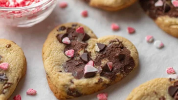 Heart Shaped Chocolate Chip Cookies Freshly Baked