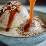 Delicious Hojicha Affogato Vanilla Ice Cream in a Bowl