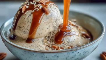 Delicious Hojicha Affogato Vanilla Ice Cream in a Bowl