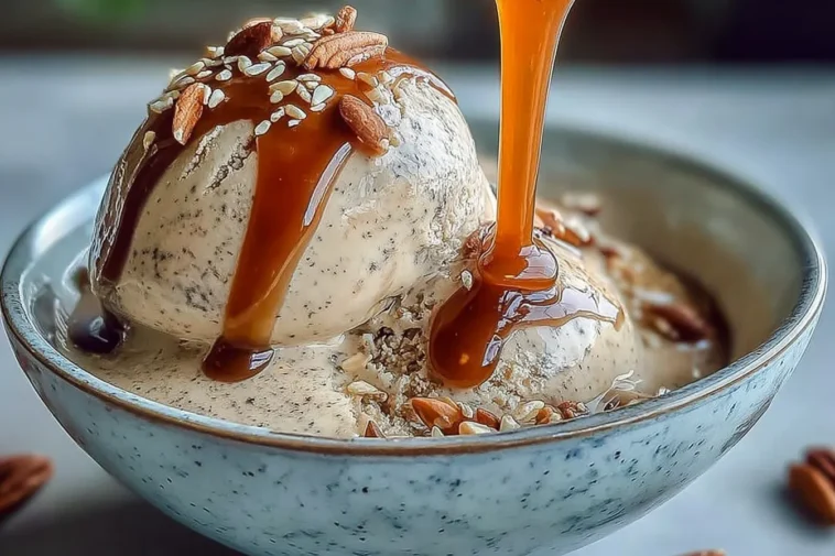 Delicious Hojicha Affogato Vanilla Ice Cream in a Bowl