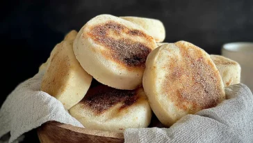 Freshly Baked Homemade Sourdough English Muffins