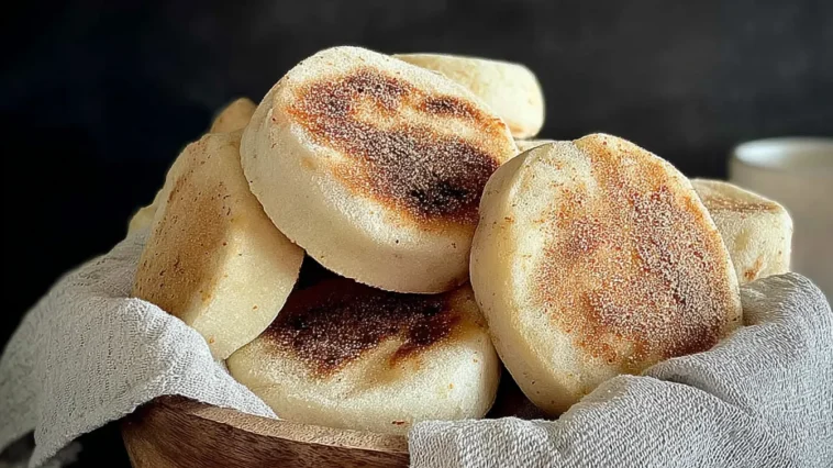 Freshly Baked Homemade Sourdough English Muffins