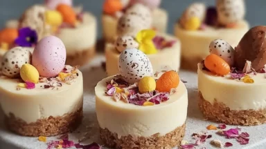 Indulgent Mini Easter Cheesecakes Ready to Serve