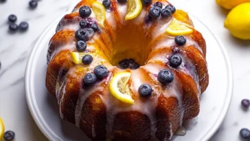 Lemon Blueberry Bundt Cake Freshly Baked