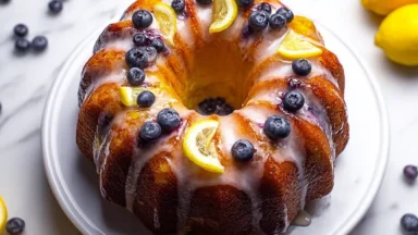 Lemon Blueberry Bundt Cake Freshly Baked