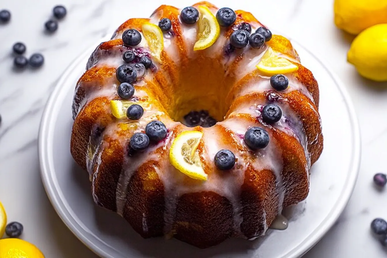 Lemon Blueberry Bundt Cake Freshly Baked