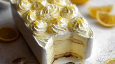 Lemon Limoncello Italian Tiramisu Served in Elegant Dishes