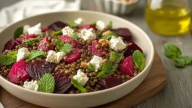 Lentil & Roasted Beet Salad – with Feta, Mint & Lemon