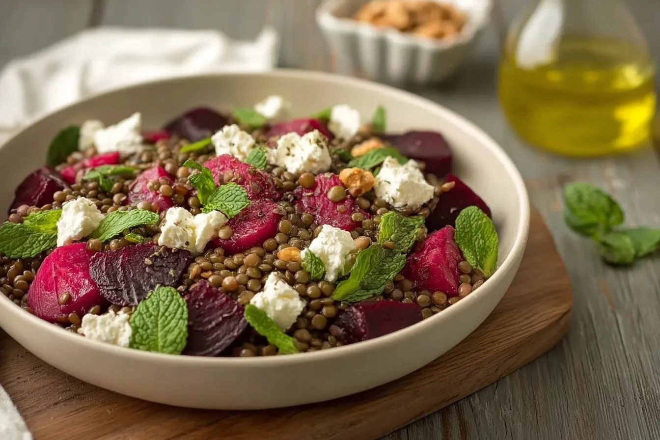 Lentil & Roasted Beet Salad – with Feta, Mint & Lemon