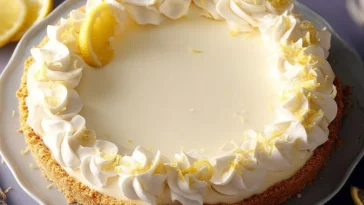 Refreshing Limoncello Cream Pie on a White Plate