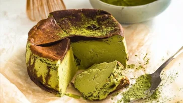 Matcha Basque Cheesecake Close-Up