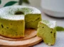 Matcha Chiffon Cake Slices on a Plate
