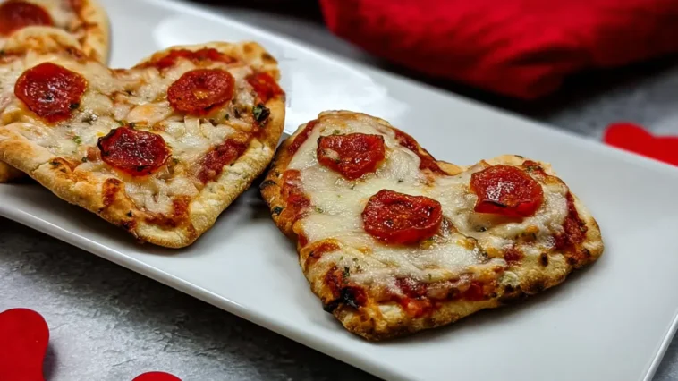 Mini Heart-Shaped Naan Pizzas Ready to Serve