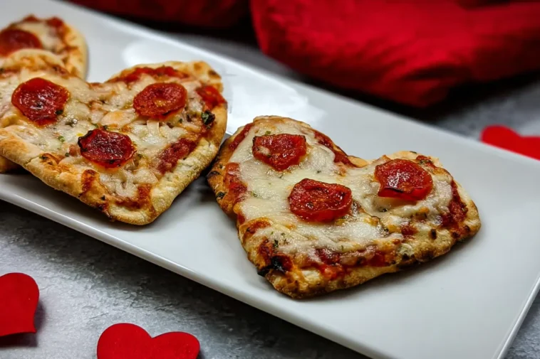 Mini Heart-Shaped Naan Pizzas Ready to Serve