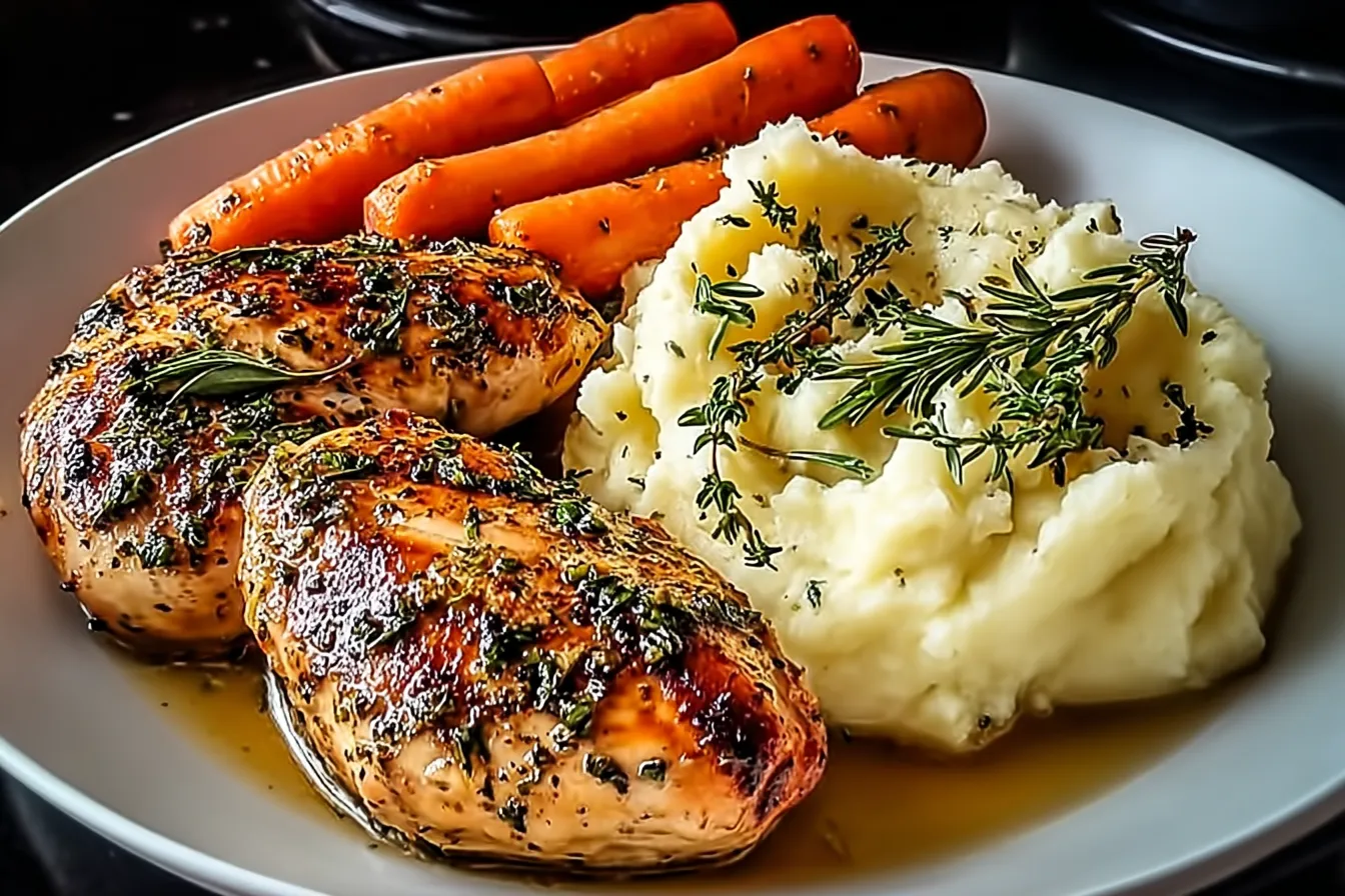 Mouthwatering Garlic Herb Chicken with Creamy Mashed Potatoes