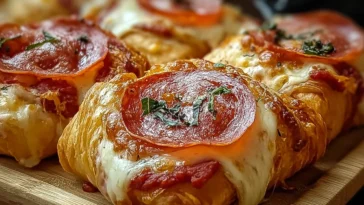 Mouthwatering Mozzarella Pepperoni Croissant Rolls Fresh Out of the Oven