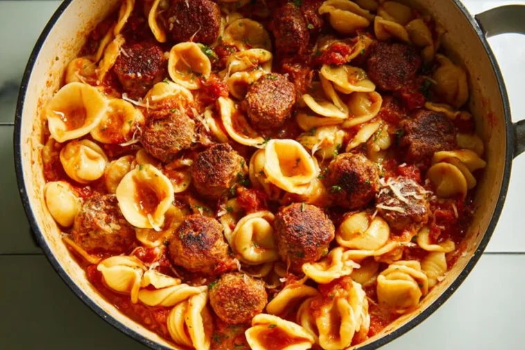 Orecchiette with Mini Meatballs Plated Delight