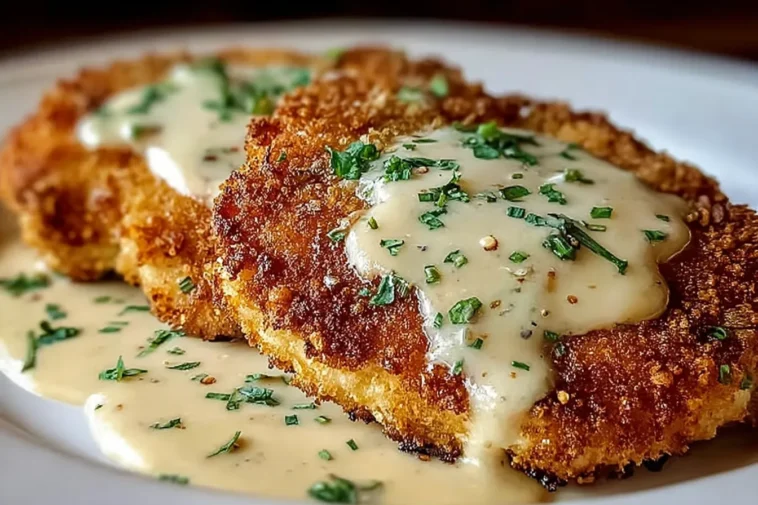 Delicious Parmesan Crusted Chicken with Creamy Garlic Sauce