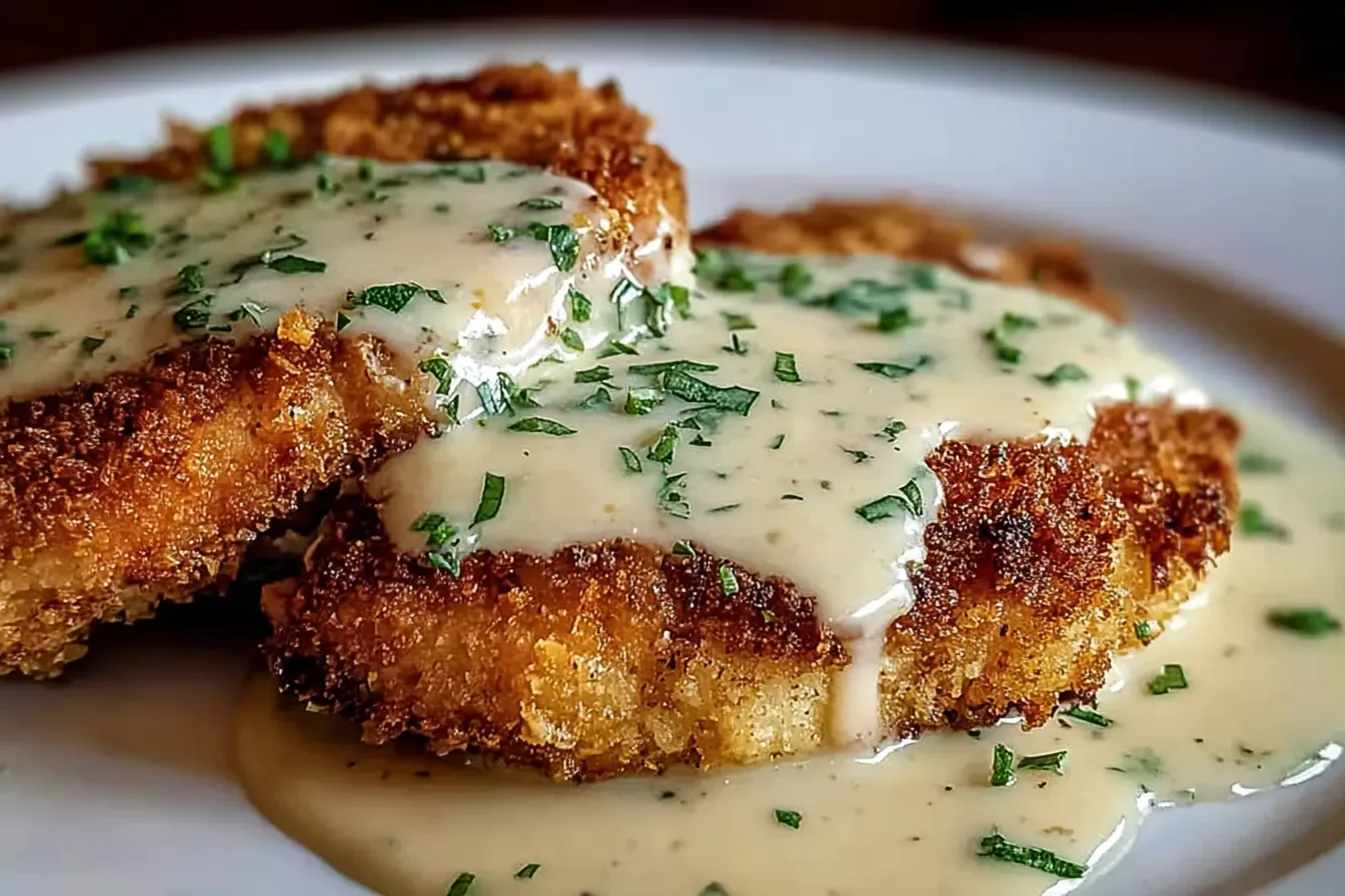 Parmesan Crusted Chicken with Creamy Garlic Sauce Delight