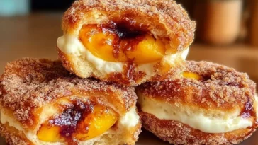 Peach Cobbler Cheesecake Donuts Freshly Baked