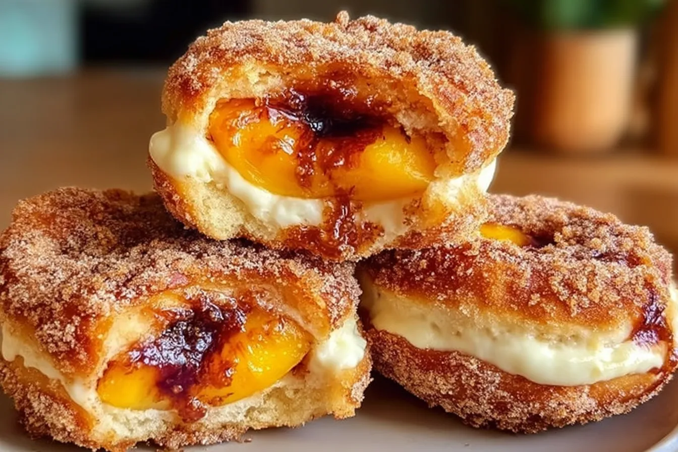 Peach Cobbler Cheesecake Donuts Freshly Baked