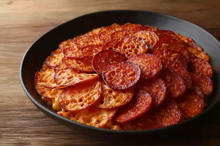 Delicious Pepperoni Pizza Cheese Drip Chips Ready to Enjoy
