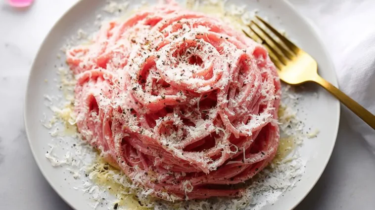 Delicious Pink Cacio e Pepe Served in a Bowl