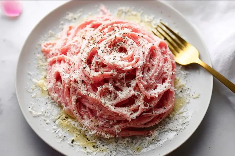 Delicious Pink Cacio e Pepe Served in a Bowl