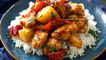 Savory Sheet Pan Hawaiian Chicken Ready to Serve