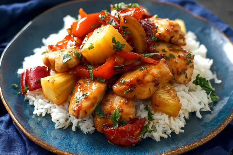 Savory Sheet Pan Hawaiian Chicken Ready to Serve