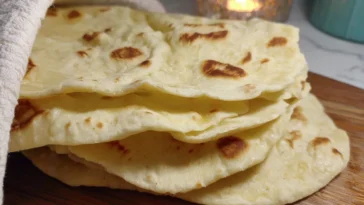 Delicious Sourdough Discard Tortillas on a Wooden Board
