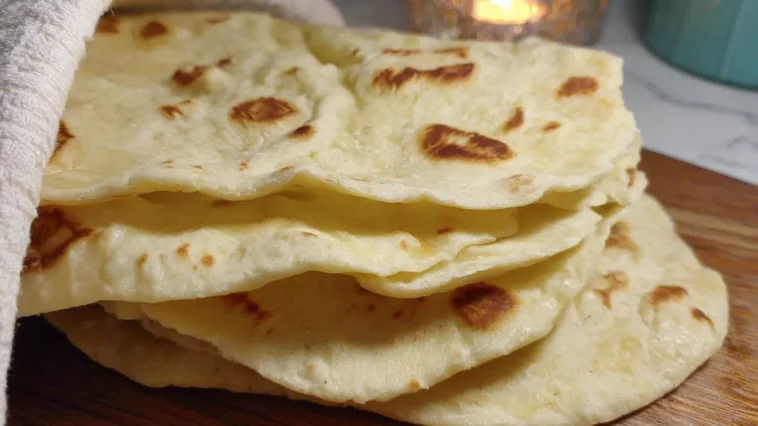 Delicious Sourdough Discard Tortillas on a Wooden Board