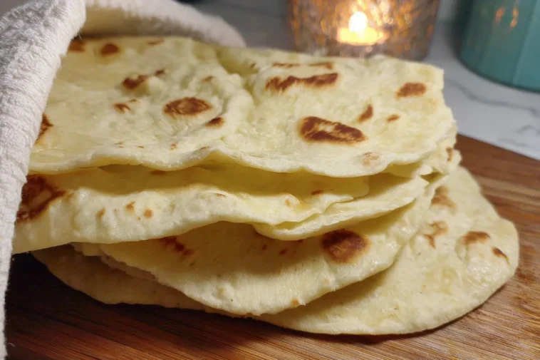 Delicious Sourdough Discard Tortillas on a Wooden Board
