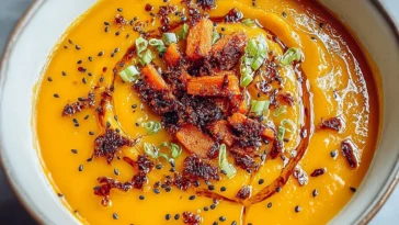 Delicious Spicy Miso Carrot Soup in a Cozy Bowl