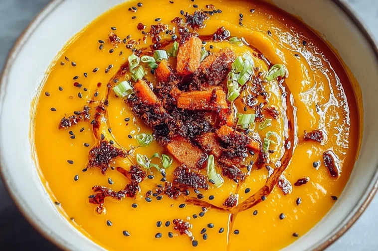 Delicious Spicy Miso Carrot Soup in a Cozy Bowl
