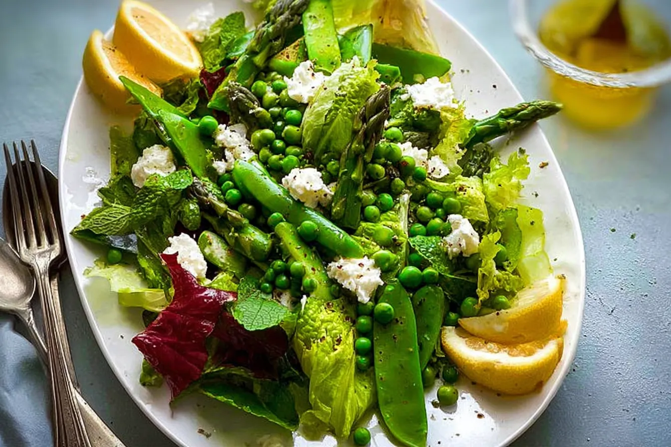 Colorful Spring Salad with Fresh Vegetables and Herbs